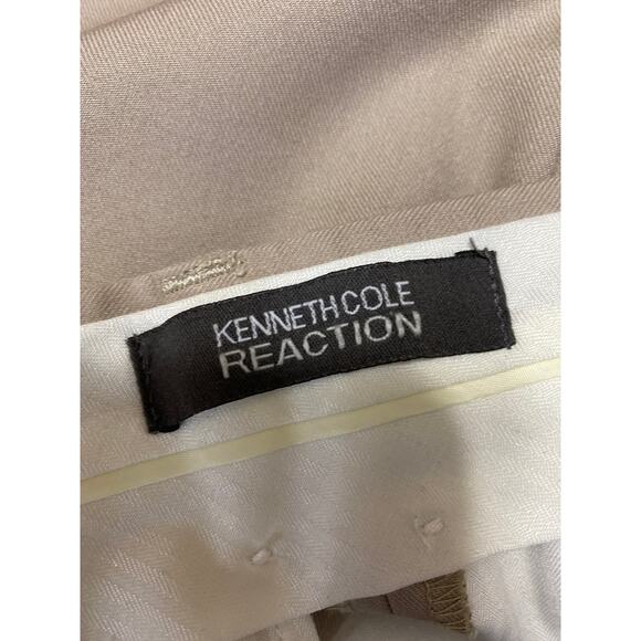 Kenneth Cole Men's Brown Pleated Straight Chino Khaki Trousers Dress Pants 33x32 - Picture 5 of 5